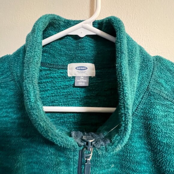 Old Navy Fleece Vest Jacket Size 3X Green Open Front Zipper Sleeveless Pockets - Picture 2 of 3